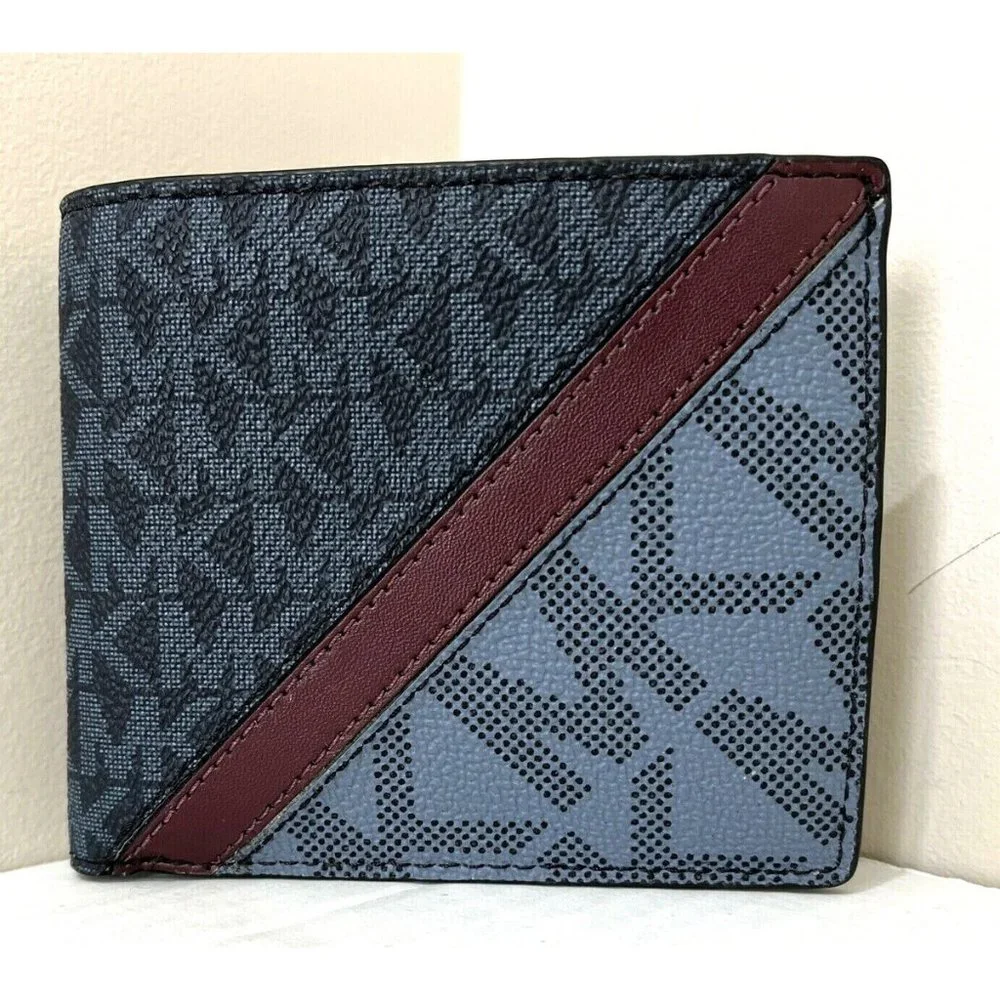 New Michael Kors Cooper Men's Billfold Wallet Admiral / Denim multi